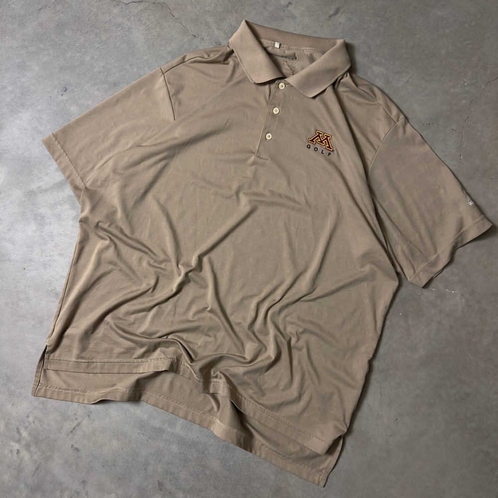 Adidas Golf Polo Shirt Mens XL Tan Minnesota Gophers Sportswear Performance